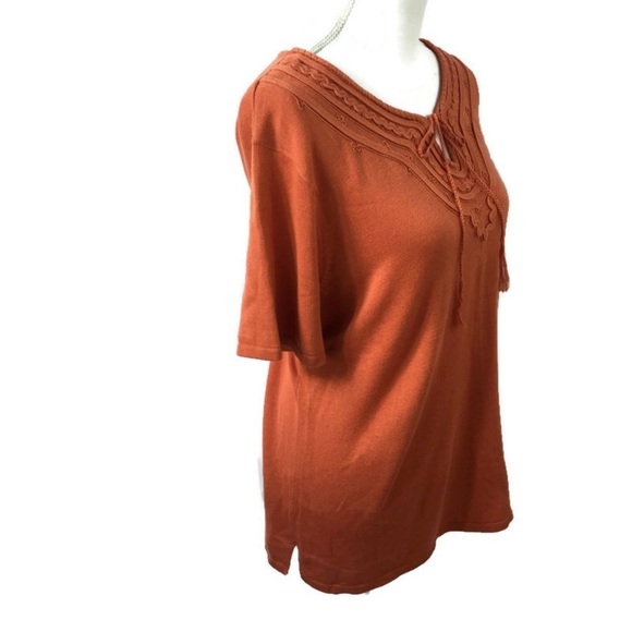 White Stage NEW Apricot Peach Knit Top XL - Picture 2 of 7